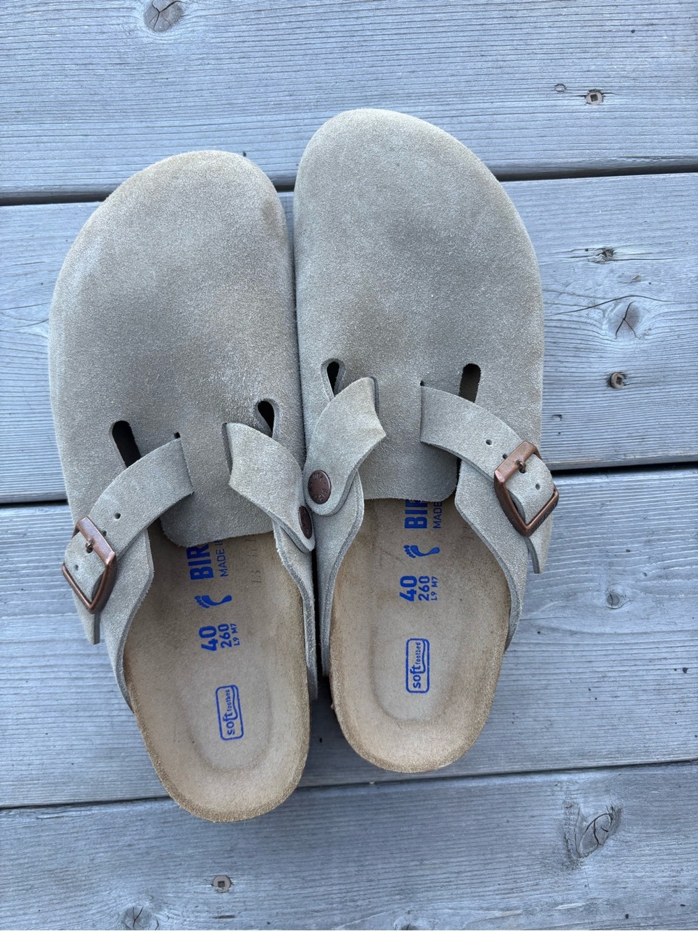 Birkenstock Suede Clogs in Light Taupe